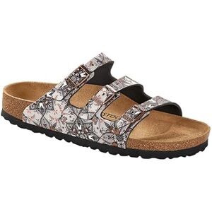 Floral Triple-Strap Cork Footbed Sandal